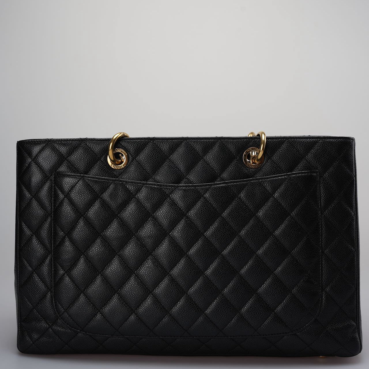 Chanel Large Grand Shopping Tote black GST Bag in Caviar Leather with Gold Hardware
