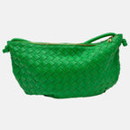 Shoulder Bag Green Intrecciato Leather