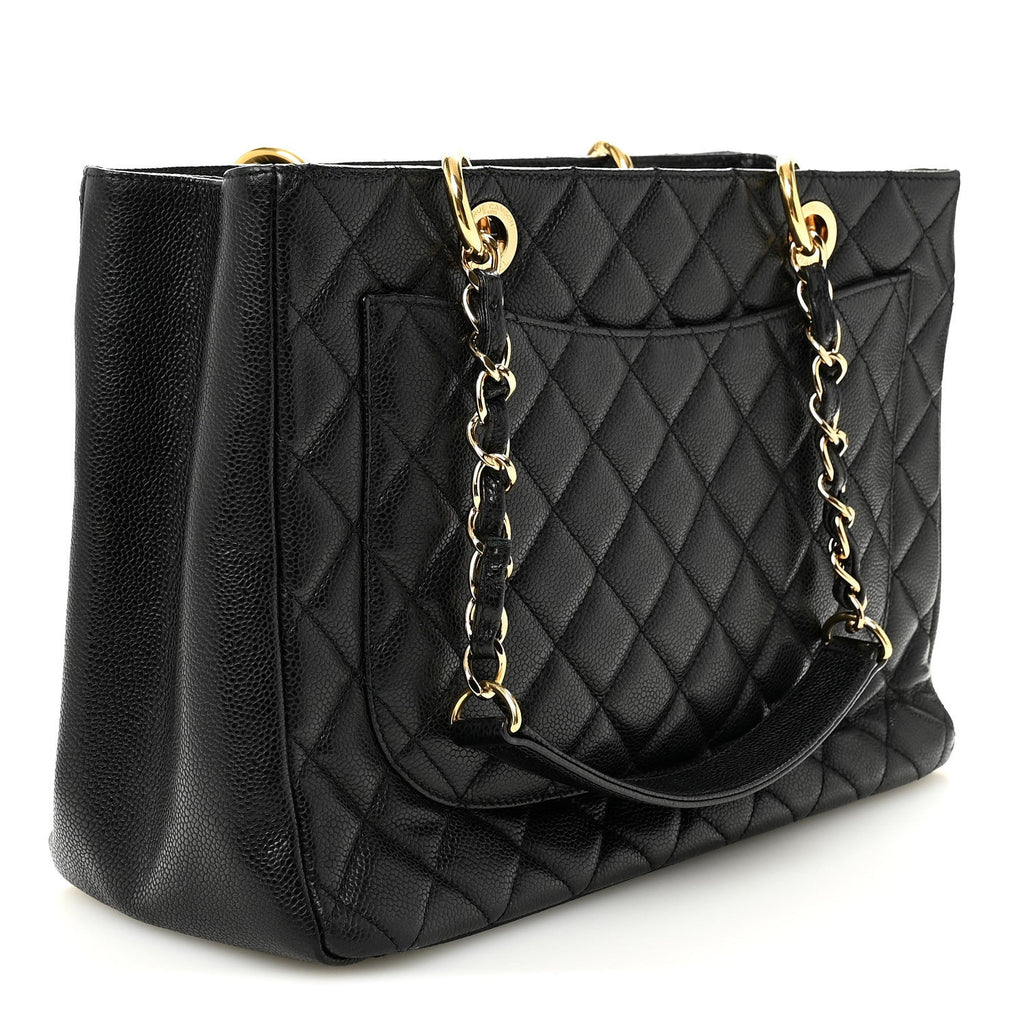 Caviar Quilted Grand Shopping Tote GST Black