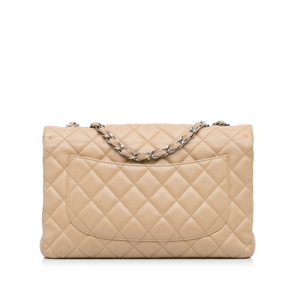 Chanel Classic Jumbo Single Flap Caviar Beige Bag