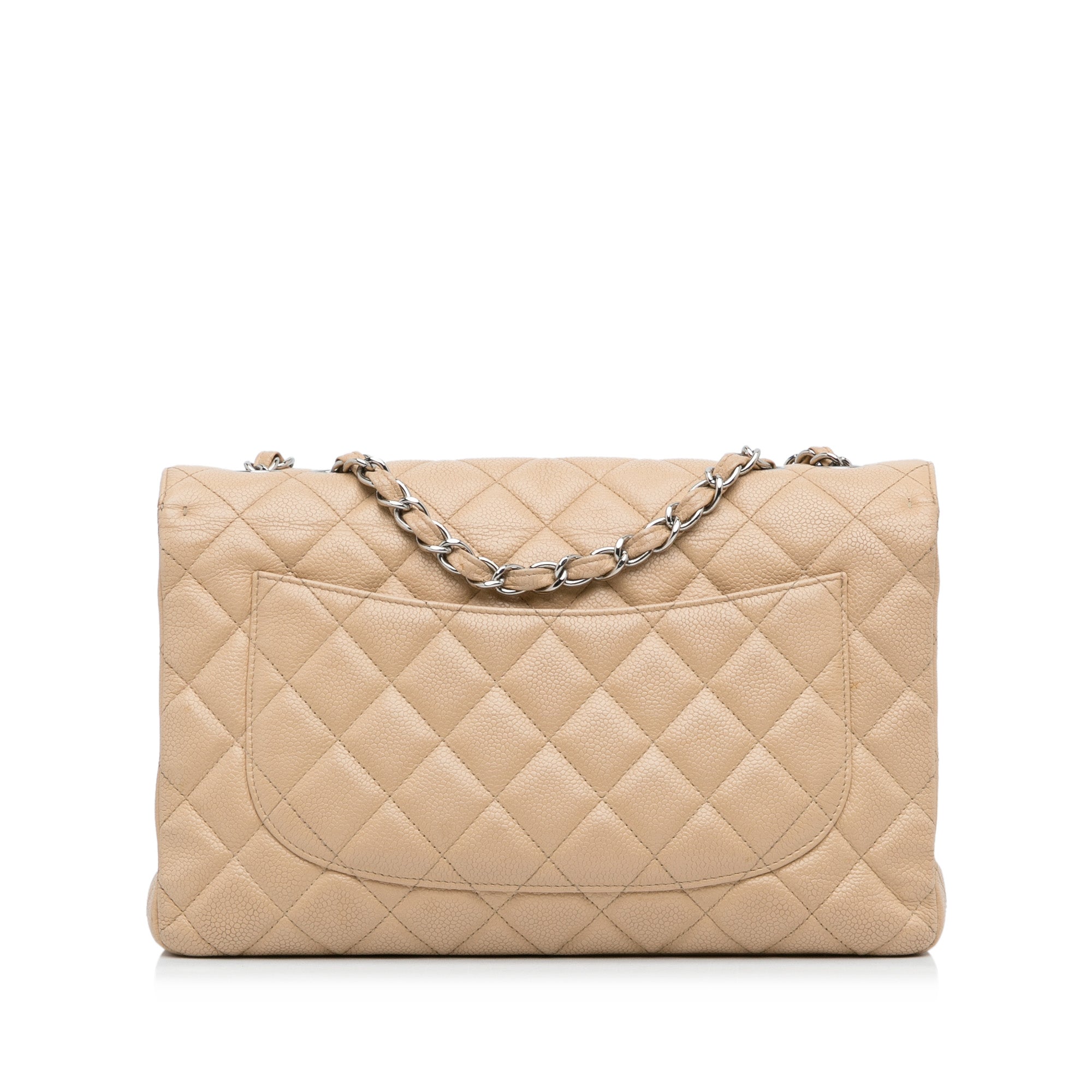 Chanel Classic Jumbo Single Flap Caviar Beige Bag