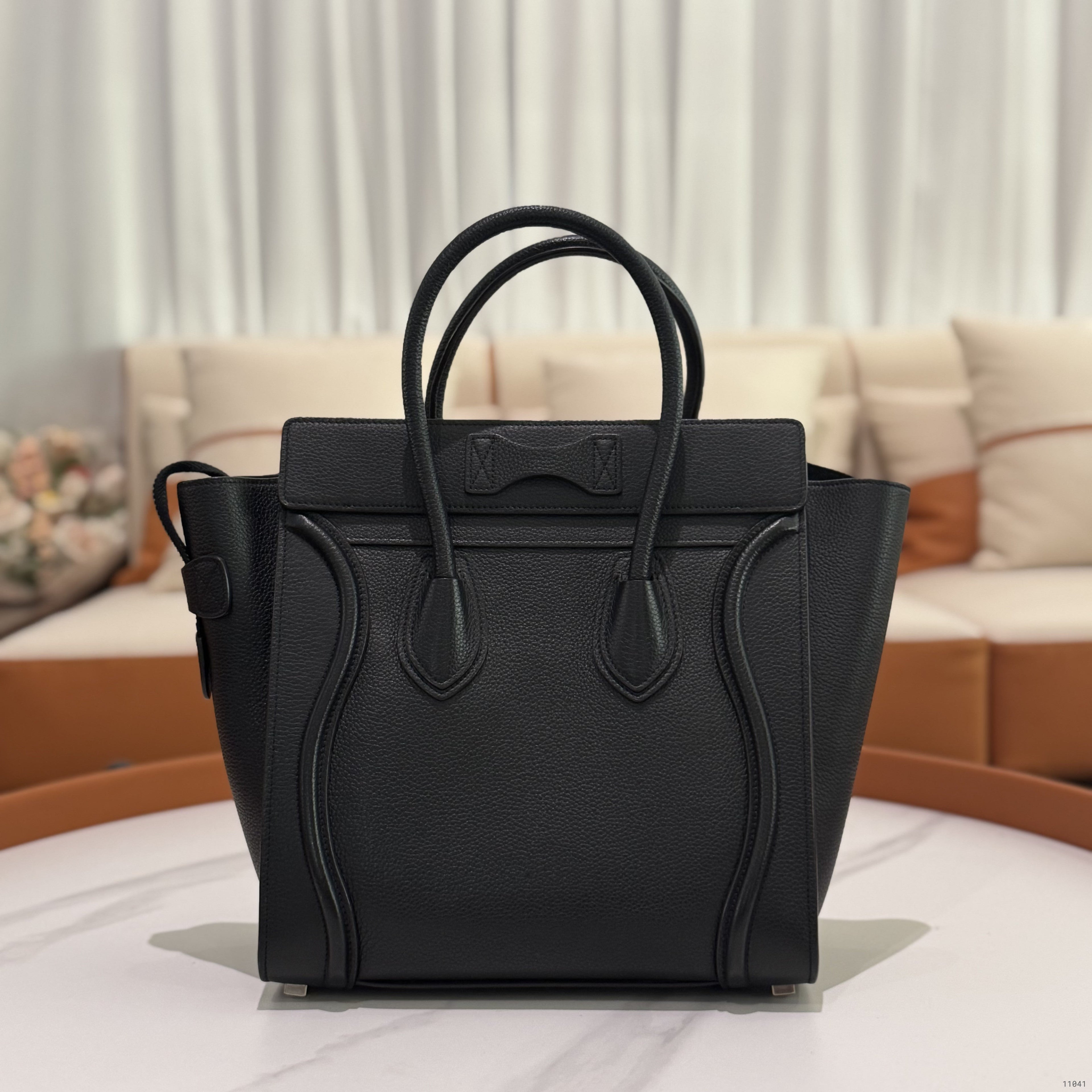 CELINE LUGGAGE MICRO TOTE BLACK WITH SILVER HARDWARE