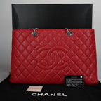 Chanel Red Large Grand Shopping Tote Red GST Bag in Caviar 2011-2012