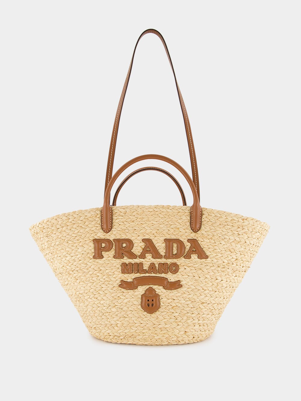 Large Raffia and Leather Shopping Bag