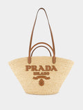 Large Raffia and Leather Shopping Bag