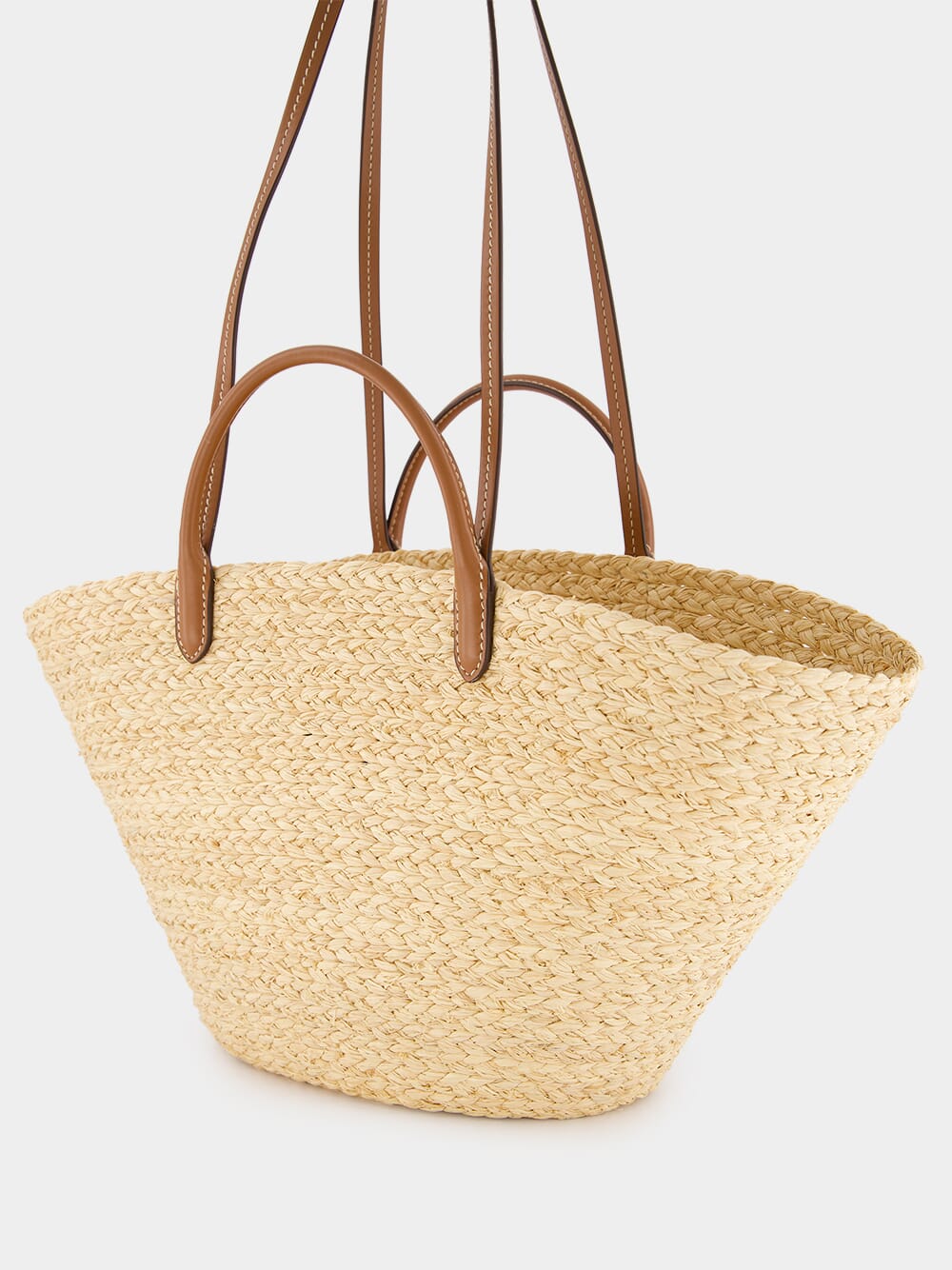 Large Raffia and Leather Shopping Bag
