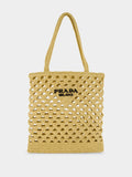 Natural Crochet Tote Bag with Embroidered Logo