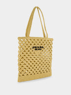 Natural Crochet Tote Bag with Embroidered Logo