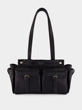 Black Route Medium Leather Tote Bag