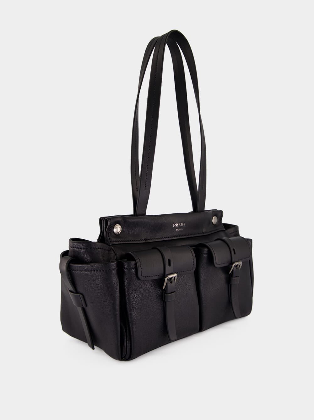 Black Route Medium Leather Tote Bag