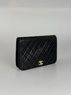 Chanel Vintage Matelassé Lambskin Shoulder Bag in Black with 24 k Gold Hardware