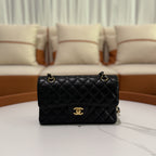 CHANEL CLASSIC FLAP SMALL CAVIAR BLACK & GOLD CHIP MODEL