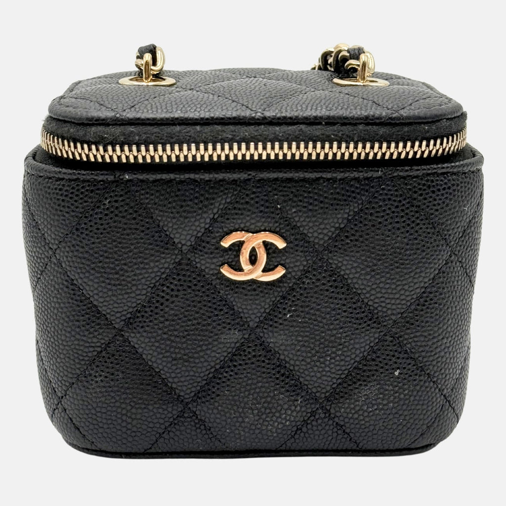 Vanity Case With Chain Black Caviar Quilted Mini