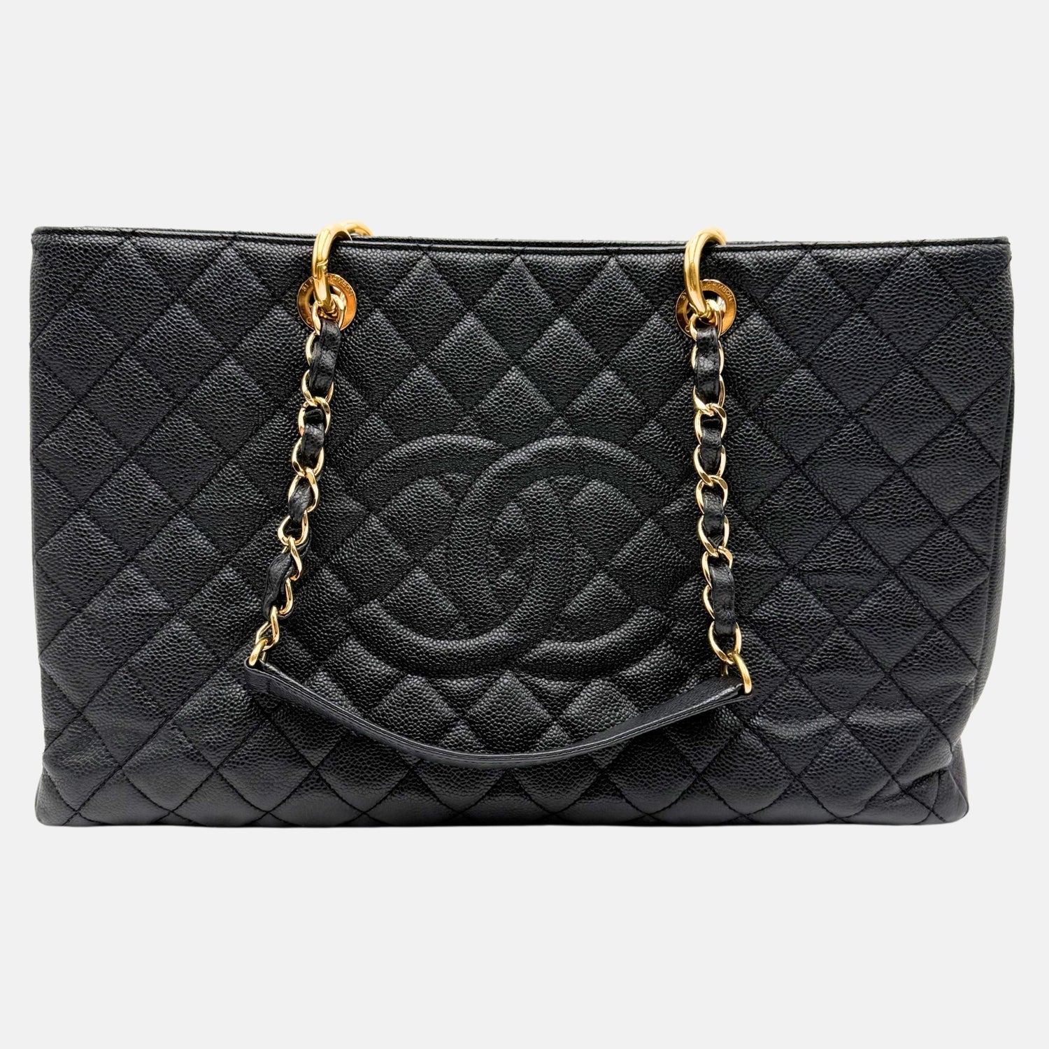 Grand Timeless Shopping Tote Black Caviar Quilted