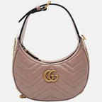 Marmont Half-Moon Shoulder Bag Dusty Rose Mini