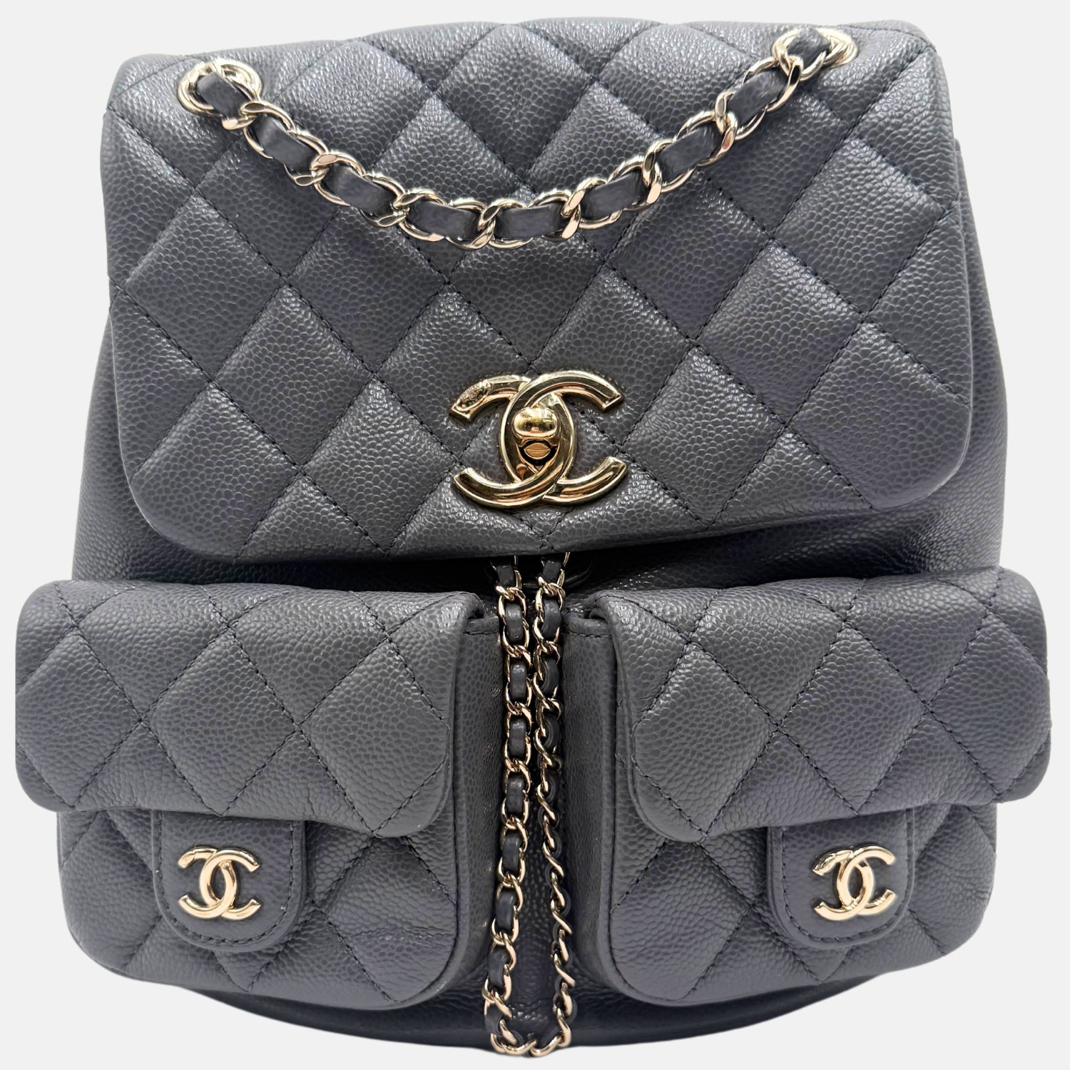 Duma Backpack Dark Grey Caviar Quilted Small