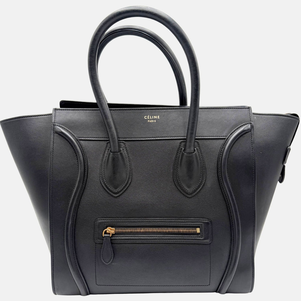Luggage Tote Black Drummed Calfskin Mini