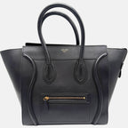 Luggage Tote Black Drummed Calfskin Mini