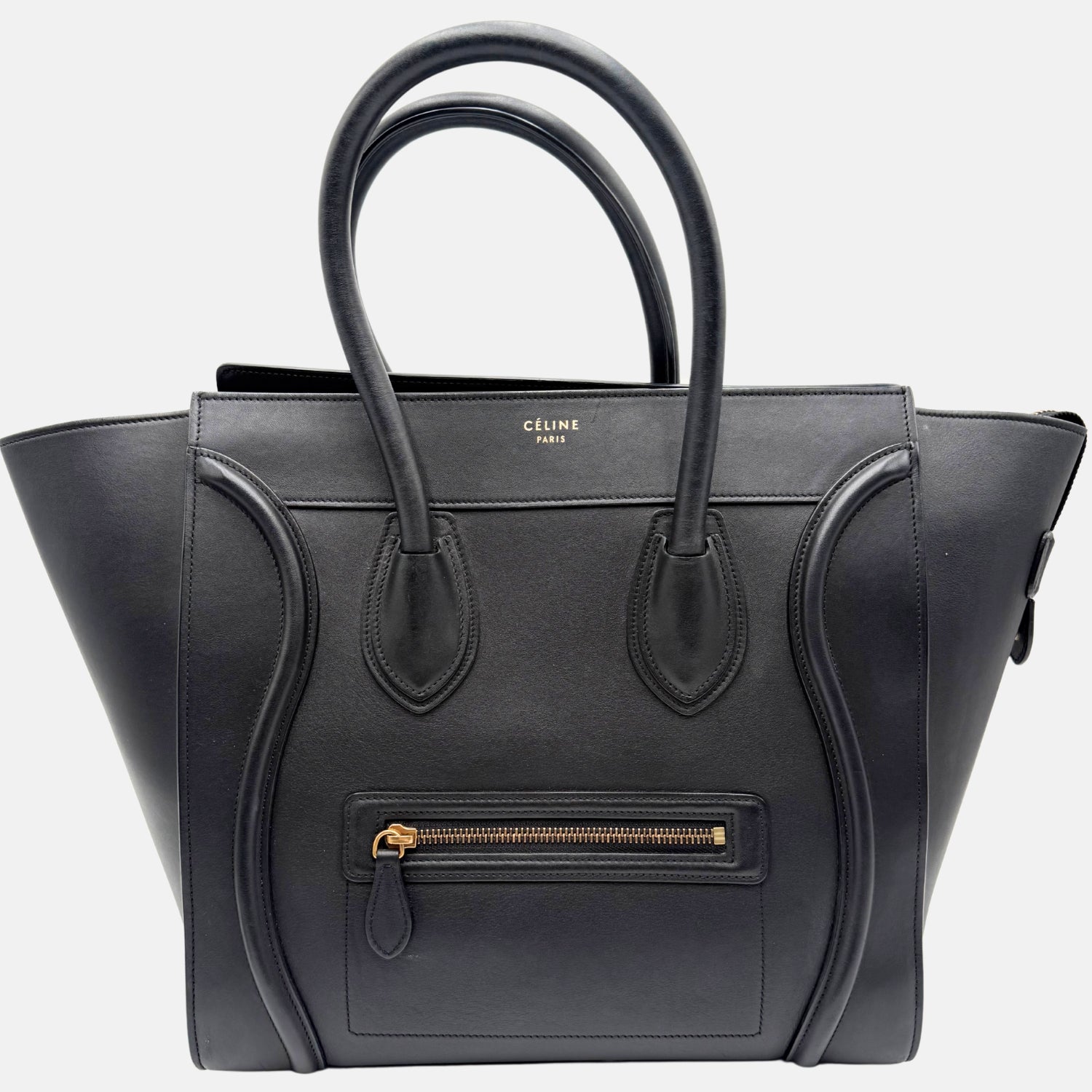 Luggage Tote Black Drummed Calfskin Mini