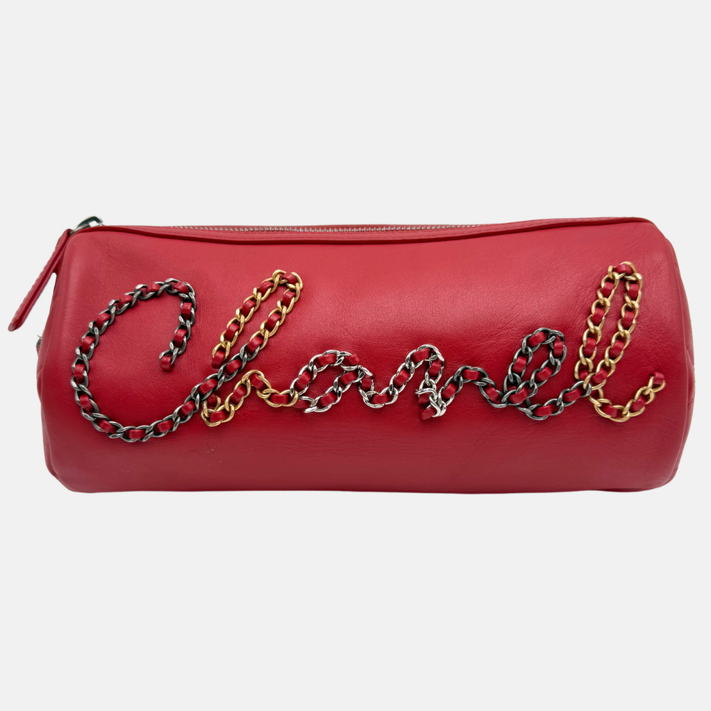 Chain 20s Signature Bowling Bag Red Leather