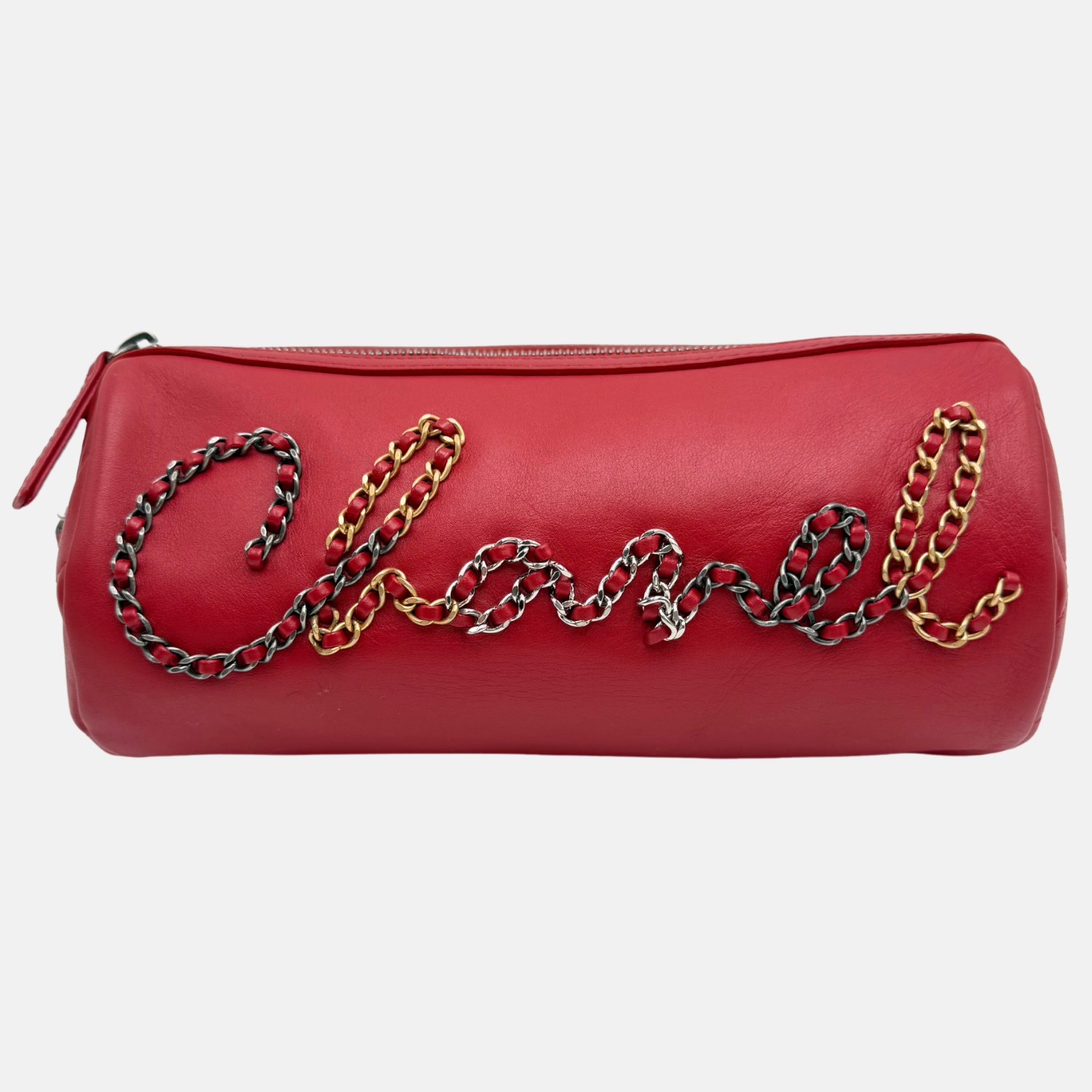 Chain 20s Signature Bowling Bag Red Leather