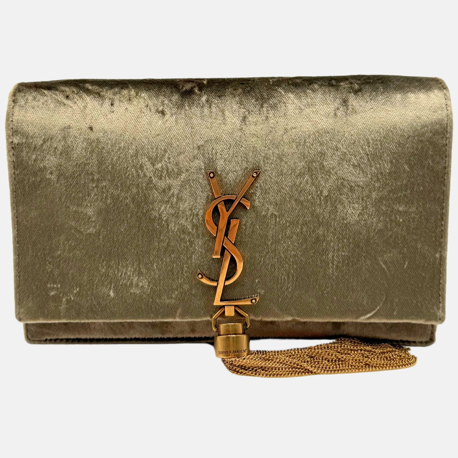 Kate Tassel Crossbody Bag Olive Velvet Medium