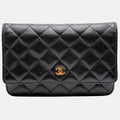 Wallet on Chain Black Quilted Caviar
