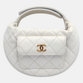 Front Pocket Hobo Pouch Mini White Quilted Caviar
