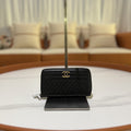 CHANEL MEDIUM ZIP WALLET BLACK WITH GOLD HARDWARE