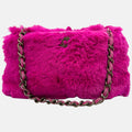 Shoulder Bag Fuchsia Rabbit Fur