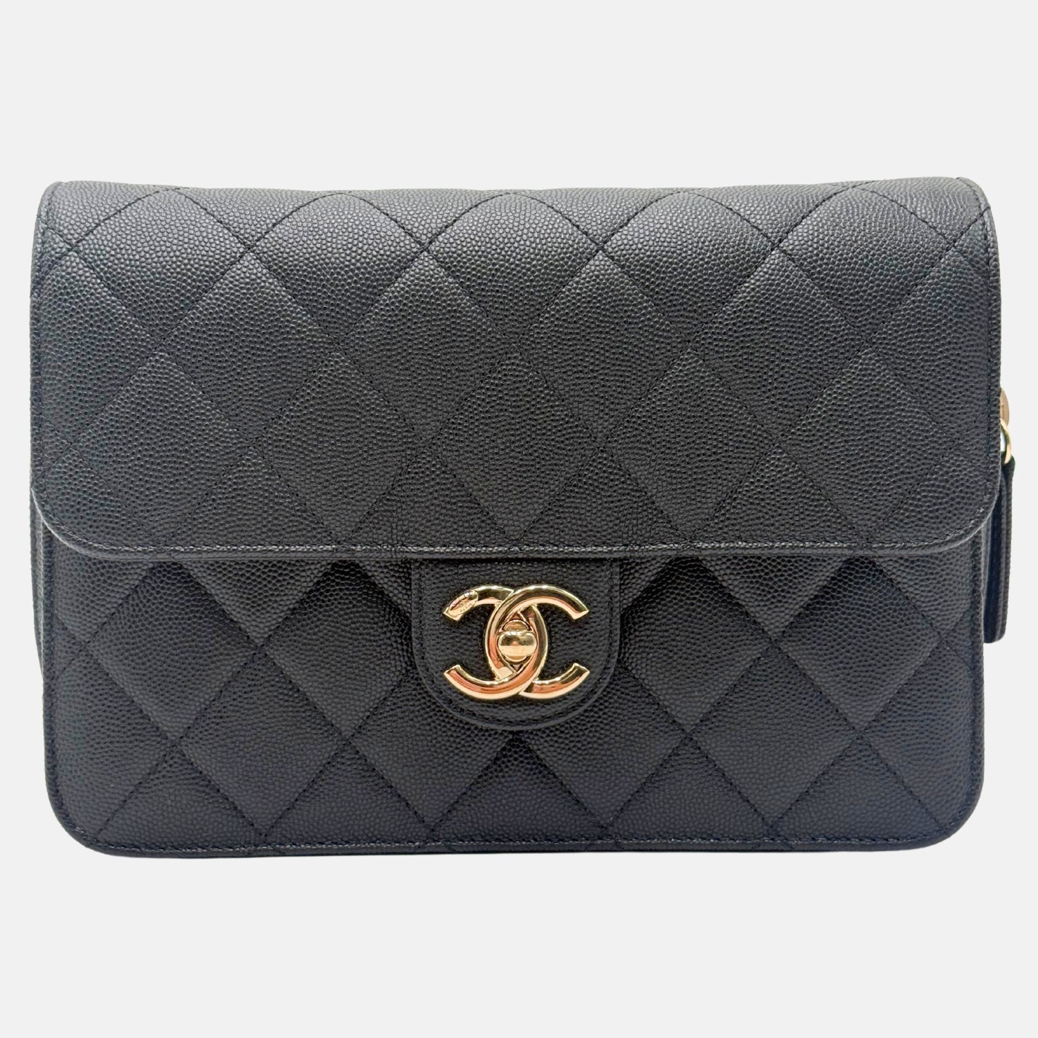 Like A Wallet Flap Black Quilted Caviar