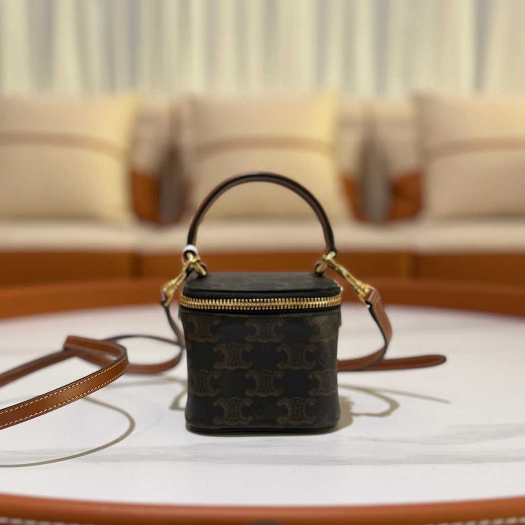 CELINE MINI BOX BAG VINTAGE MONOGRAM HANDLE BAG