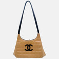 Vintage Chocolate Bar Shoulder Bag Nude Square Quilted Leather