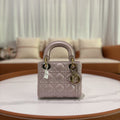 DIOR LADY DIOR SMALL PEARLESCENT PINK (3-GUSSET)