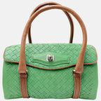 Satchel Bag Intrecciato Green Leather
