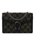 Gucci Dionysus GG Mini Chain Wallet Black Denim Handbag Silver Italy Bag NEW