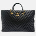 Coco Allure Tote Black Chevron Caviar