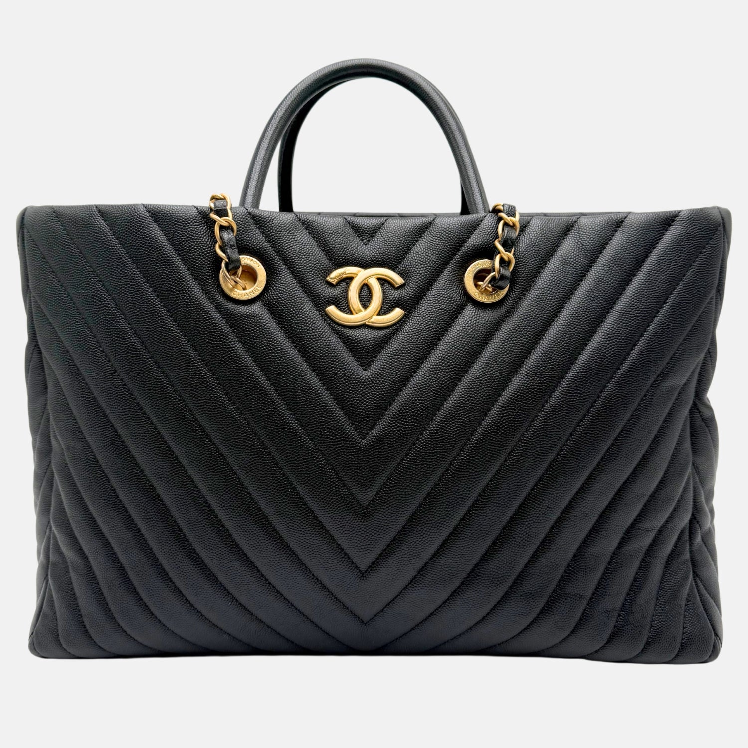 Coco Allure Tote Black Chevron Caviar