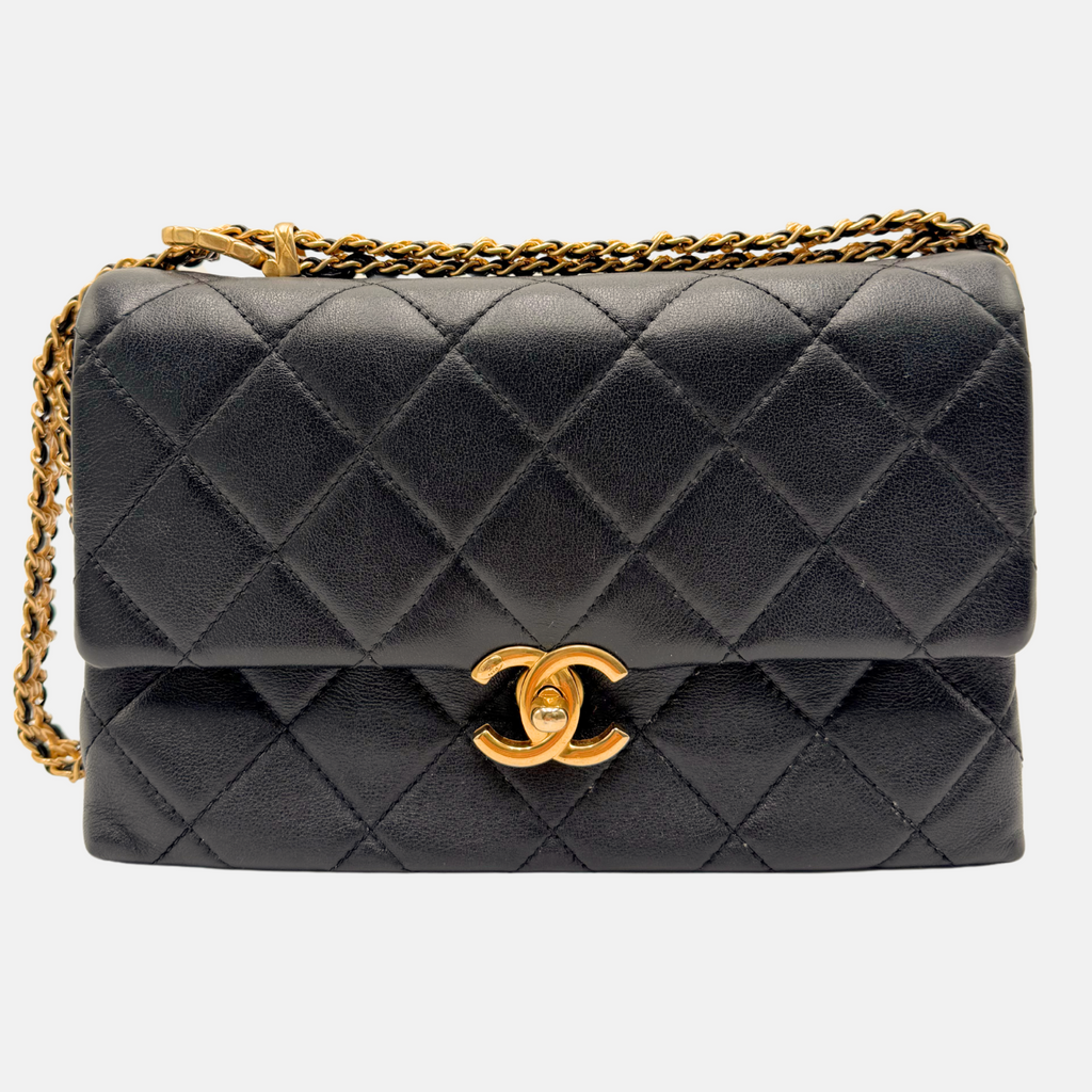 Belt Chain Strap Flap Bag Black