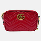 Marmont Camera Bag Red Matelassé Leather Mini
