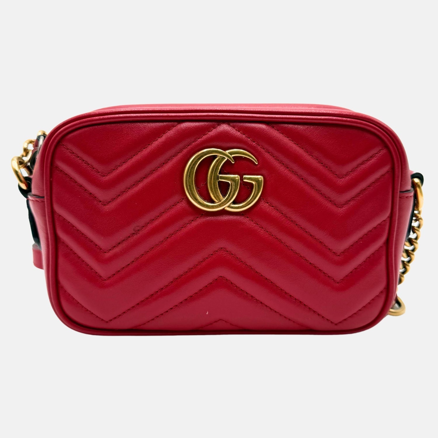 Marmont Camera Bag Red Matelassé Leather Mini