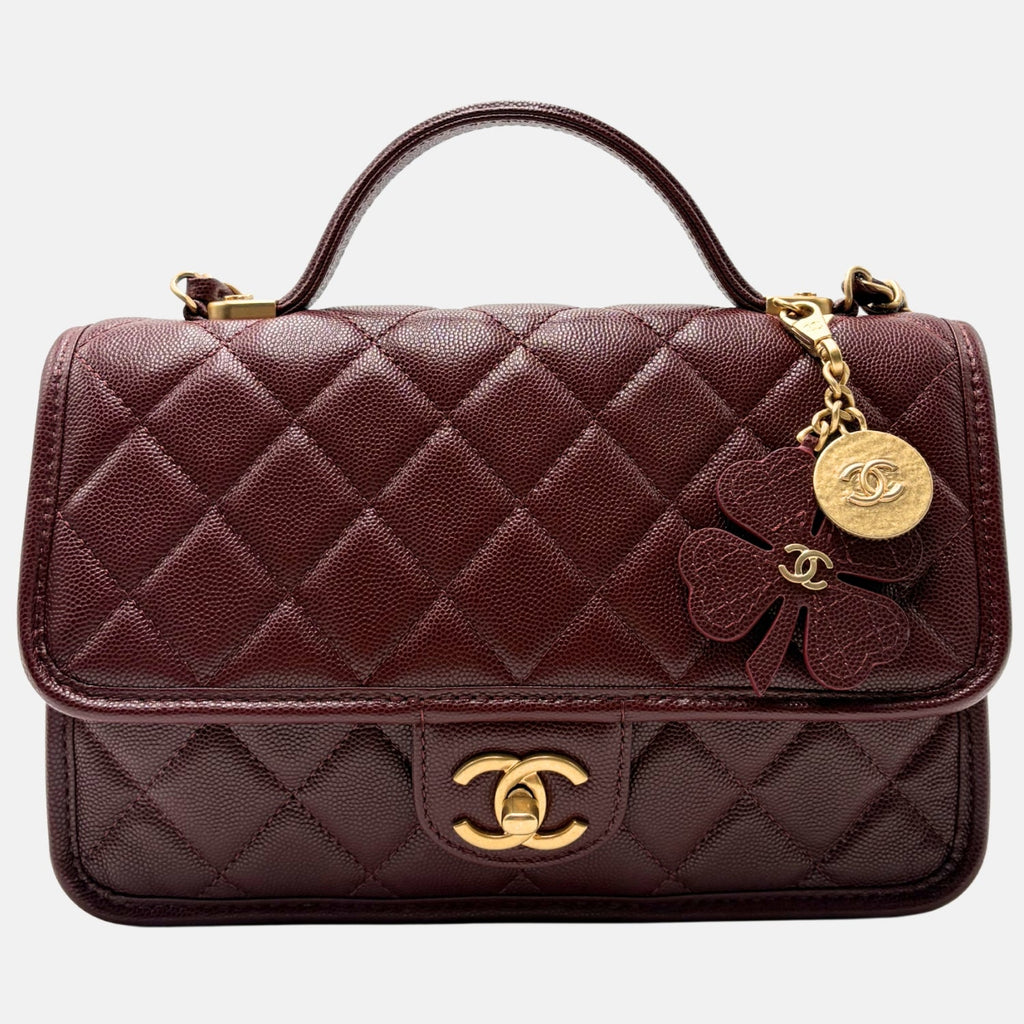 Top Handle Flap Brown Caviar