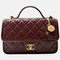 Top Handle Flap Brown Caviar