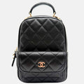 Classic Backpack Black Caviar Quilted Mini