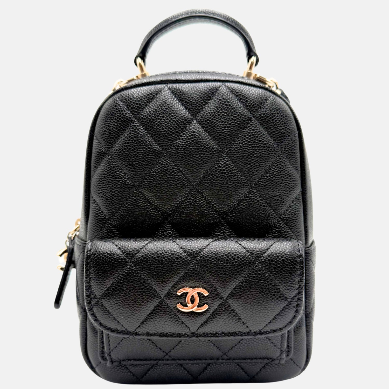 Classic Backpack Black Caviar Quilted Mini