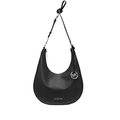 Michael Kors Micro Stud Rhea Leather Slouchy Shoulder Bag Black Handbag Zip Purse New