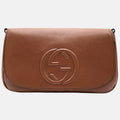 Soho Flap Crossbody Brown Pebbled Calfskin Medium