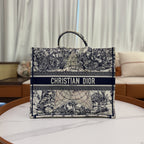 DIOR Blue & White Nautical Embroidery Star Tote Bag