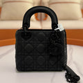 DIOR LADY SOBLACK MATTE BLACK 3-GUSSET BAG