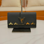 LOUIS VUITTON CAPUCINES BLACK LEATHER LONG WALLET